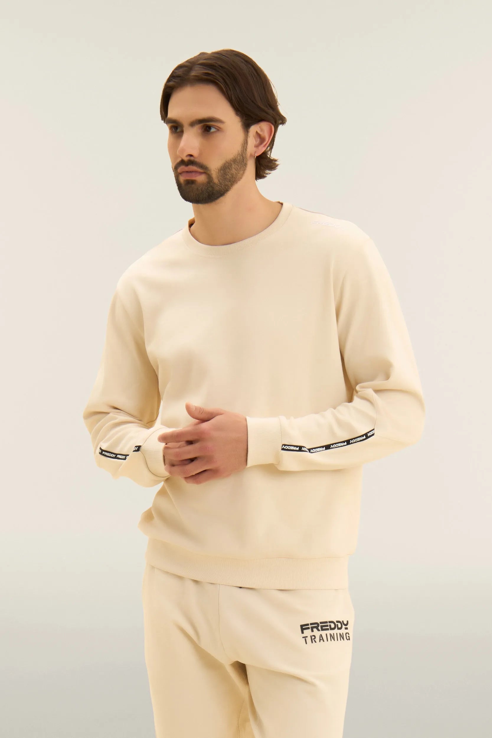 Men's Crew Neck Jumper - Cream 2