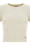 Ribbed T Shirt - Cream 1