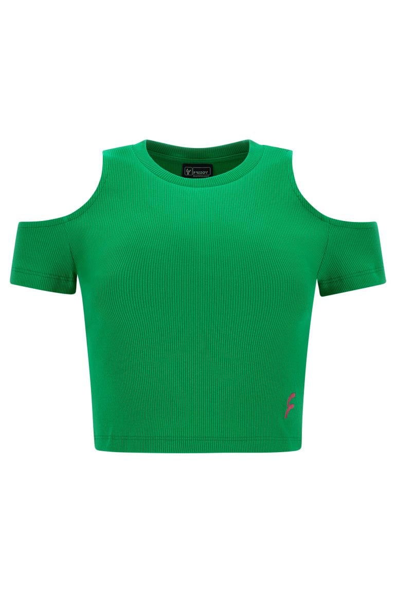 Cropped Cut Out T Shirt - Green 6