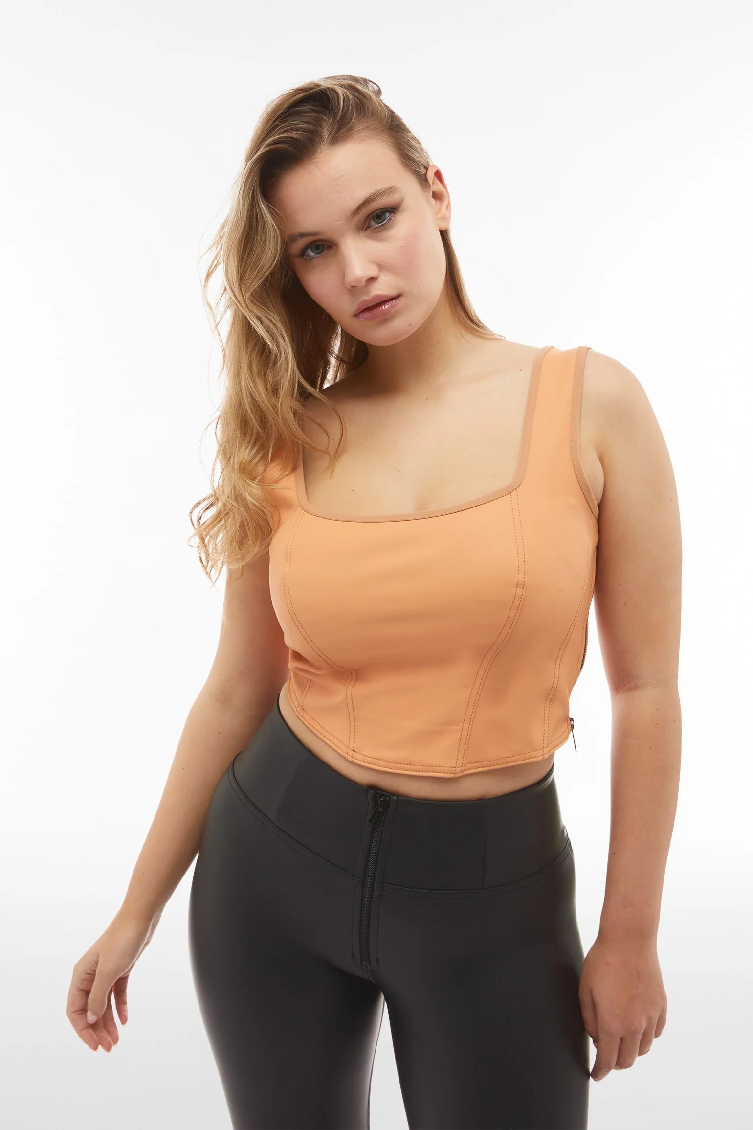 Faux Leather Crop Top - Clay 2