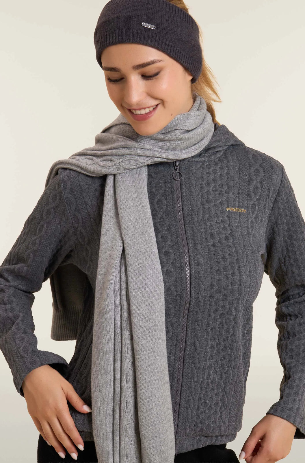 Braid Scarf - Melange Grey