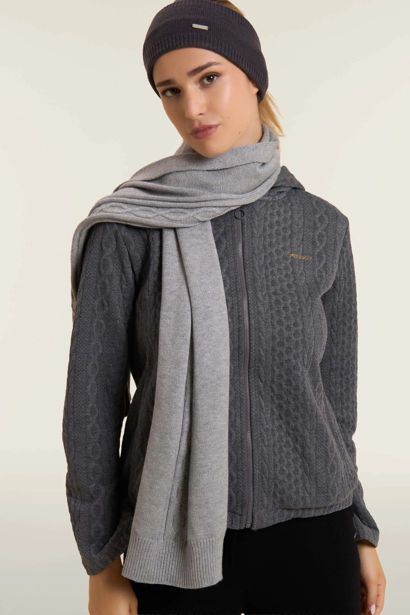 Braid Scarf - Melange Grey 2