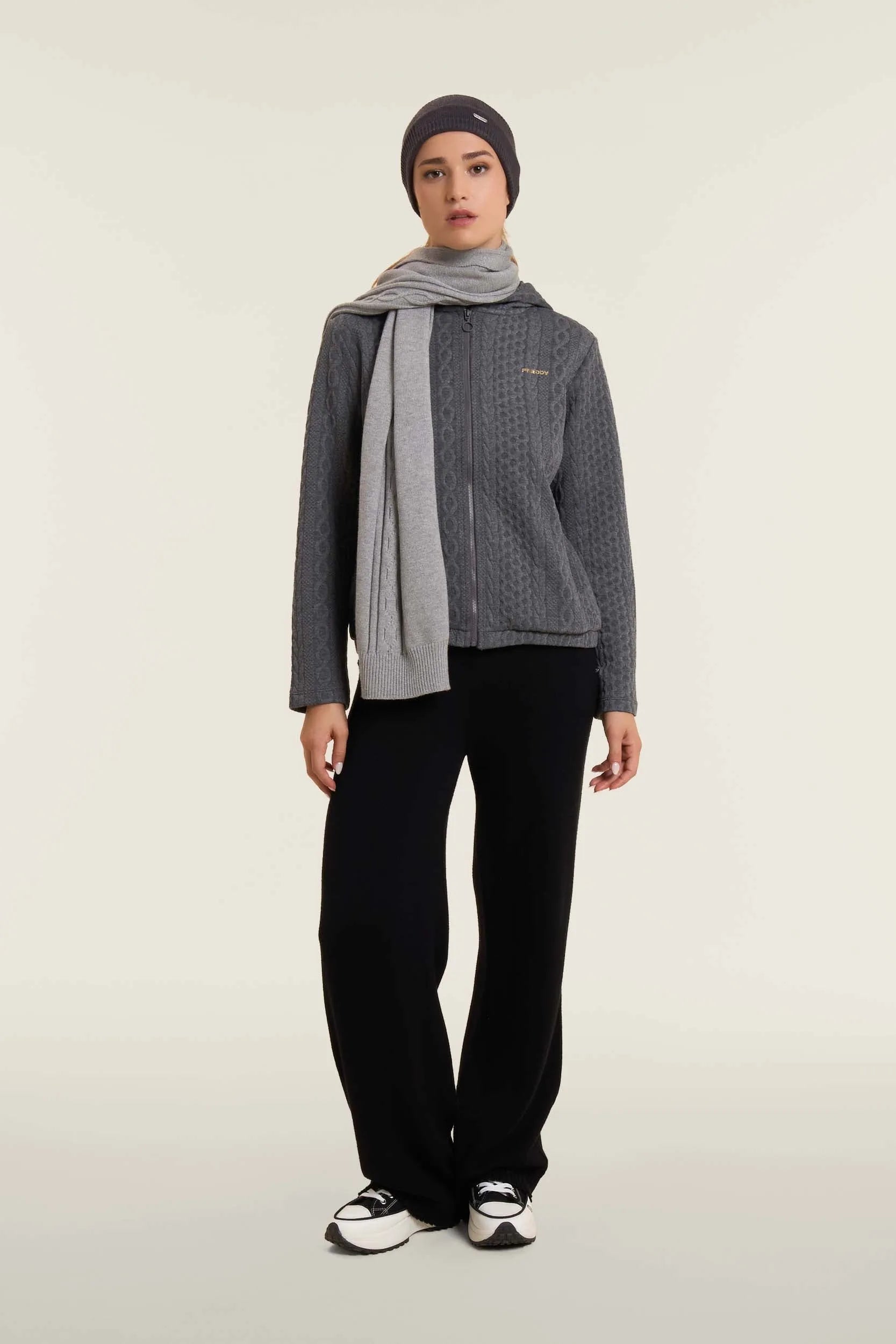 Braid Scarf - Melange Grey 3