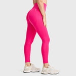 Seamless Active Leggings - High Waisted - 7/8 Length - Pink