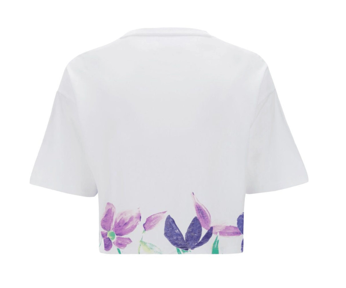 Cropped T Shirt - White + Floral 2