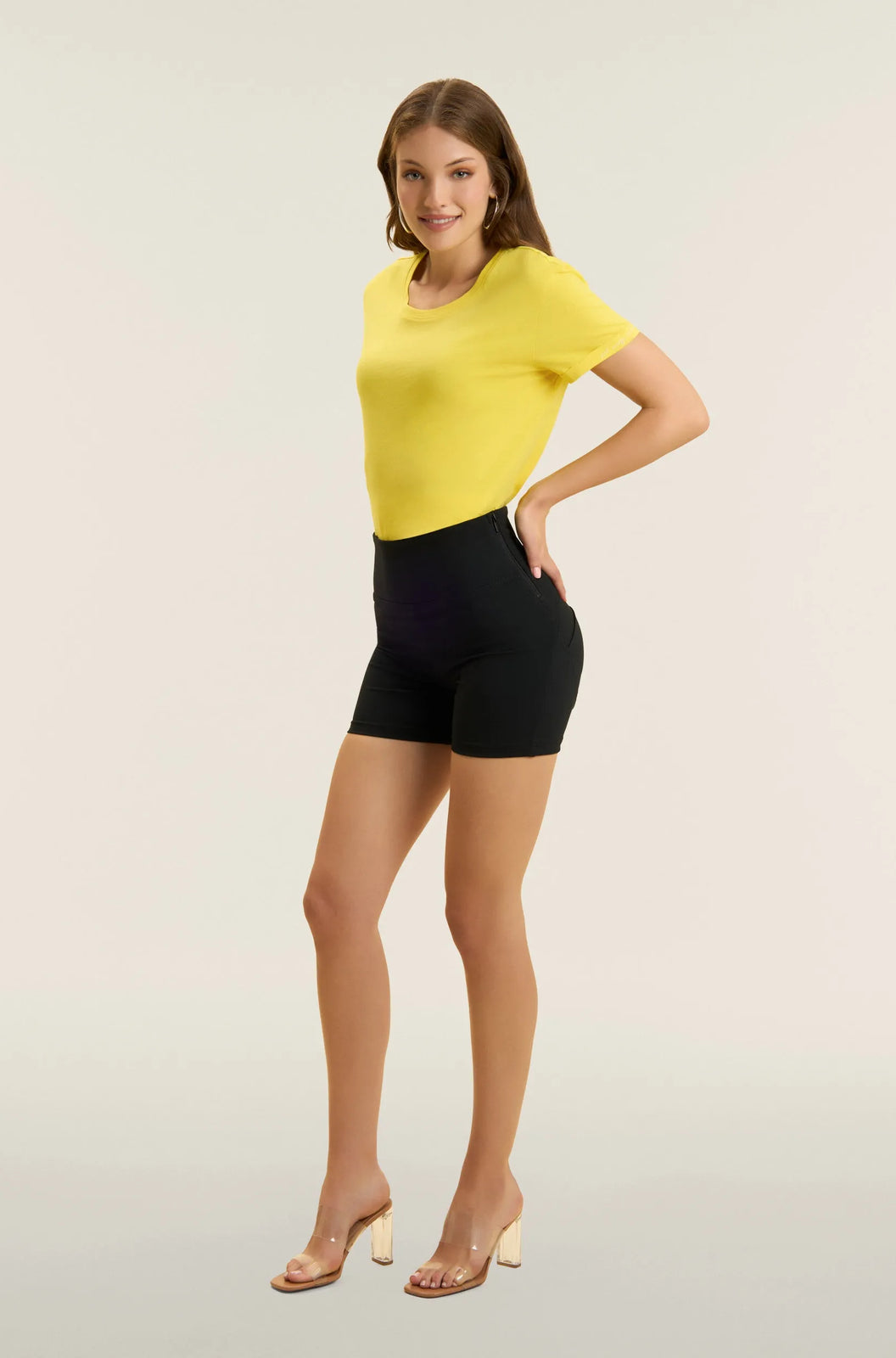 WRUP Denim - High Waisted - Shorts - Black with Black Stitching