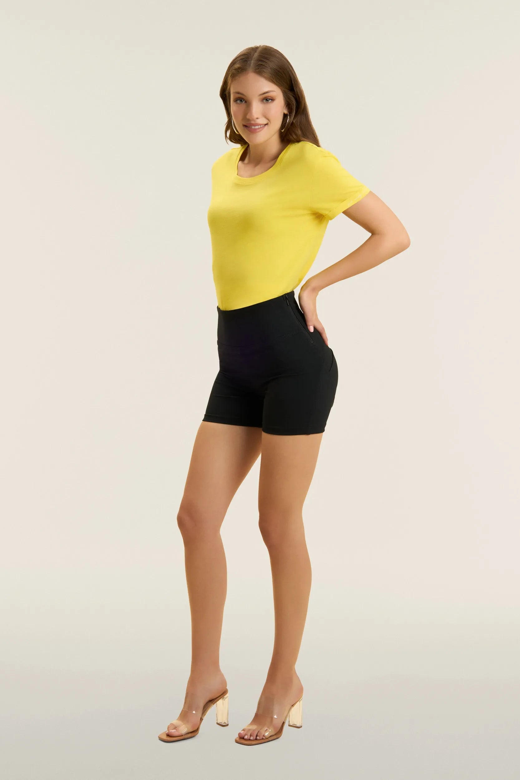 WRUP Denim - High Waisted - Shorts - Black with Black Stitching 1