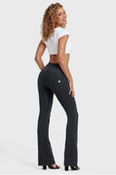 WRUP Denim - High Waisted - Bell Bottom Flare - Black + Black Stitching