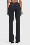 WRUP Denim - High Waisted - Bell Bottom Flare - Black + Black Stitching
