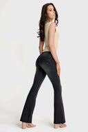 WRUP Denim with Gold Zip - Mid Rise - Flare - Black + Black Stitching