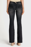 WRUP Denim with Gold Zip - Mid Rise - Flare - Black + Black Stitching