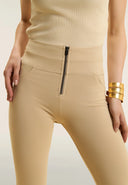 WRUP Fashion Capri with Zip detailing - High Waisted - Capri - Beige