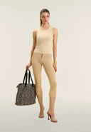 WRUP Fashion Capri with Zip detailing - High Waisted - Capri - Beige