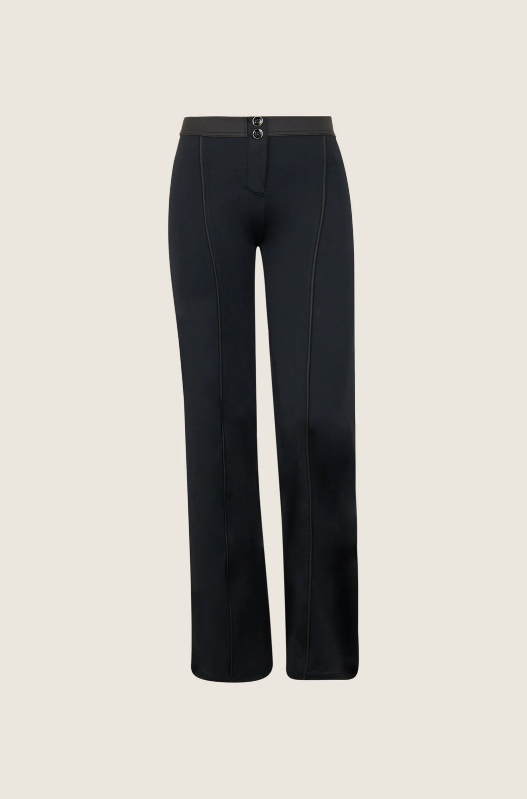 WRUP Fashion with Leather Detail - High Waisted - Wide Leg - Black