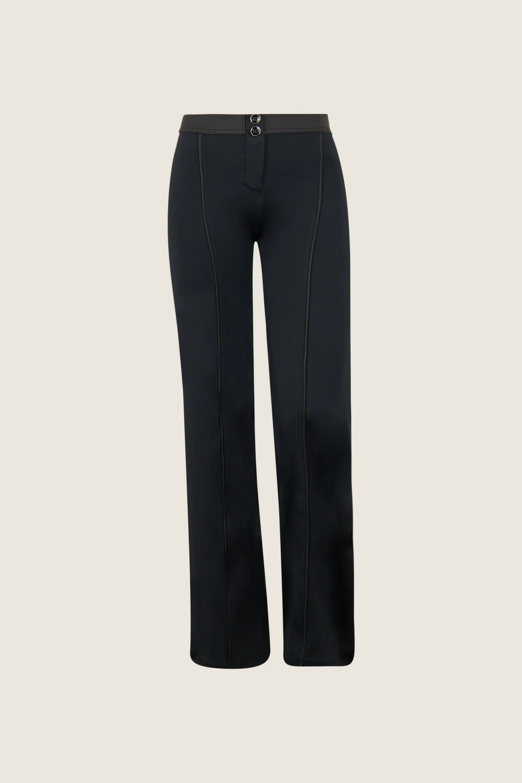 WRUP Fashion with Leather Detail - High Waisted - Wide Leg - Black 1