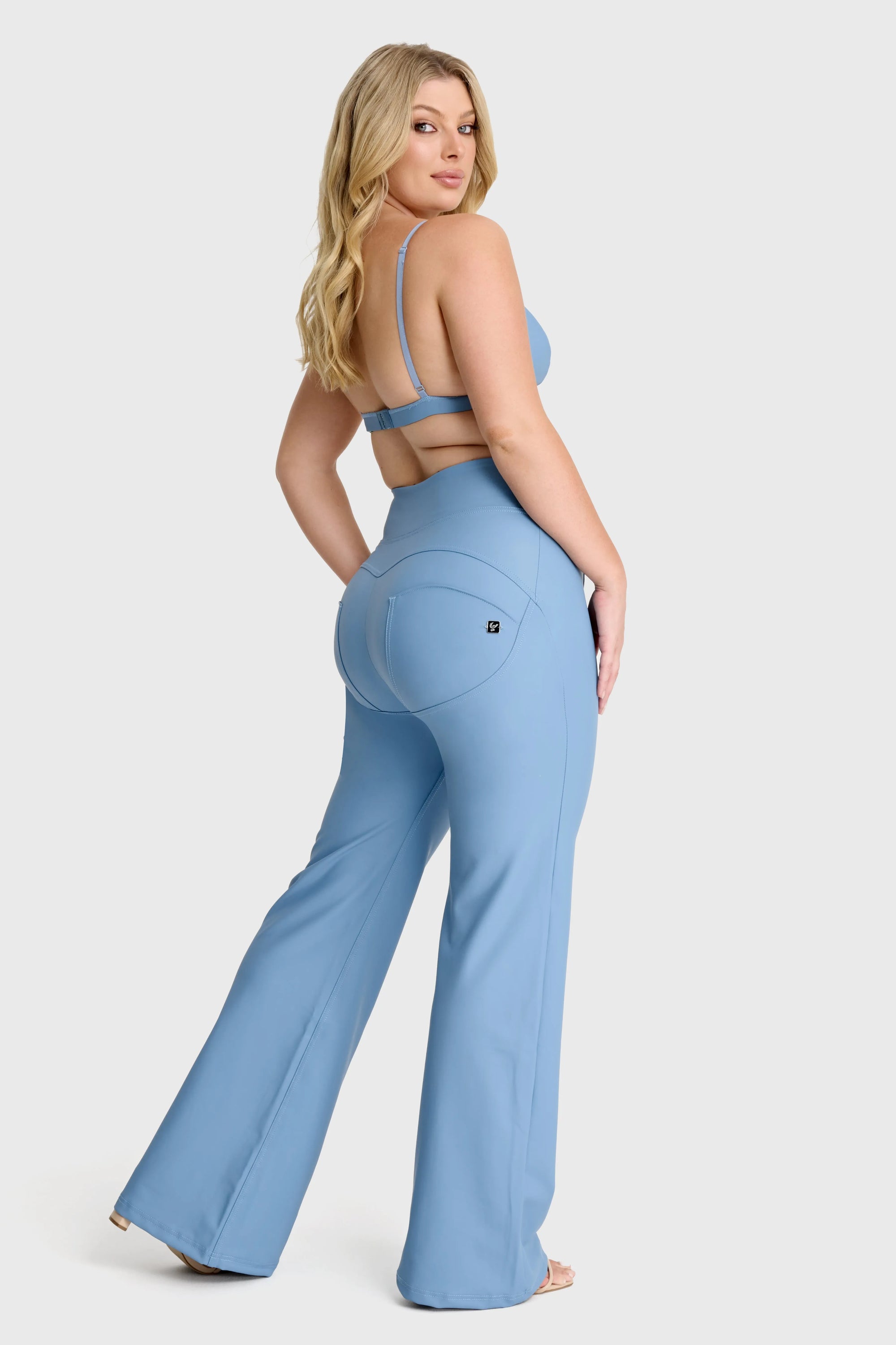 WRUP Faux Leather - Super High Waisted - Super Flare - Baby Blue 1