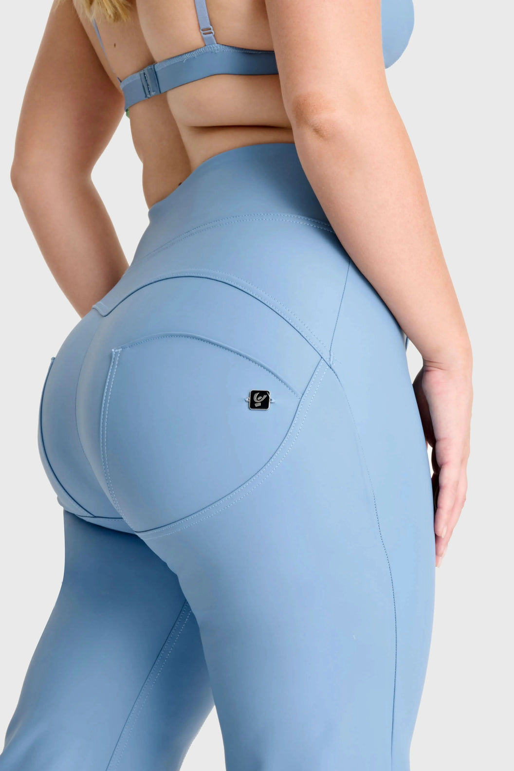 WRUP Faux Leather - Super High Waisted - Super Flare - Baby Blue