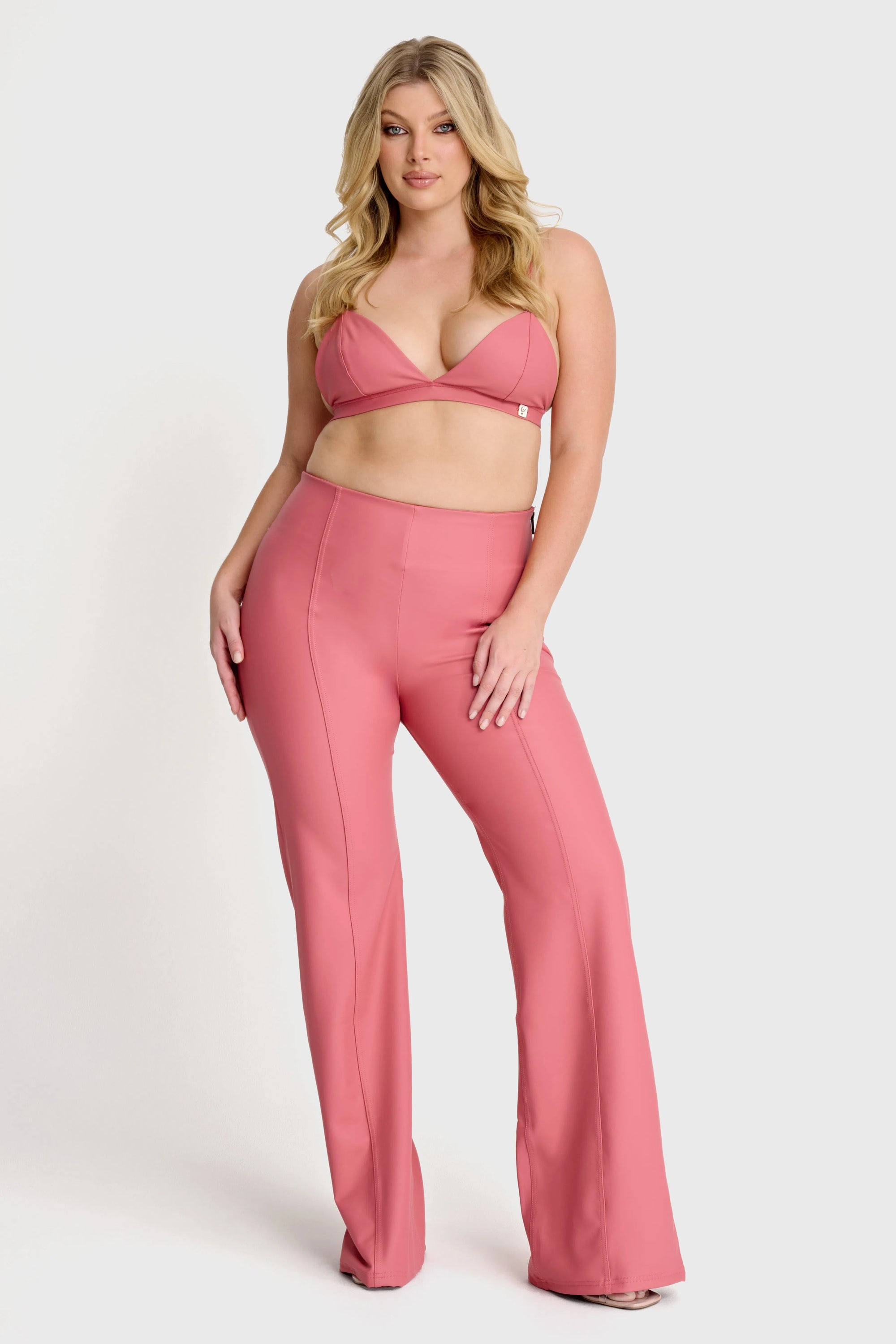 WRUP Faux Leather - Super High Waisted - Super Flare - Rosey Pink 2