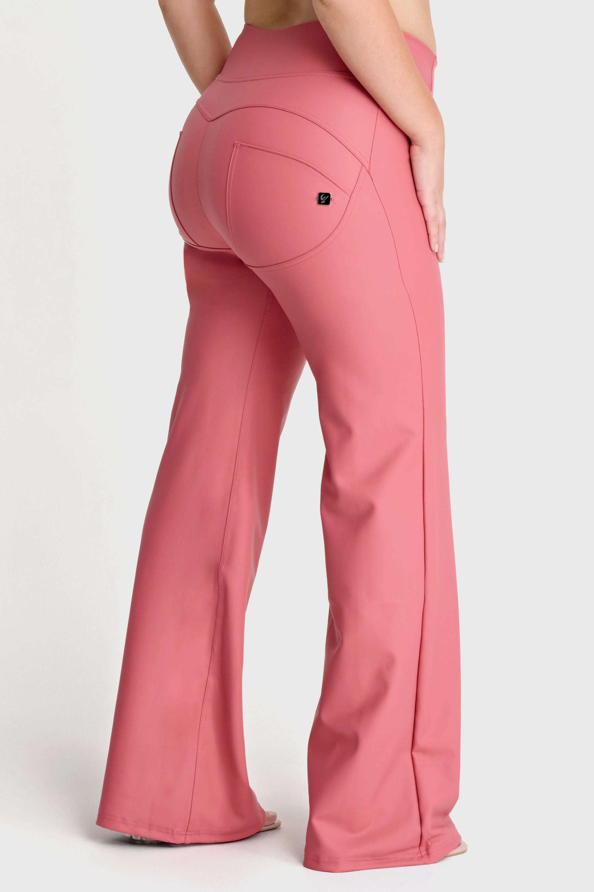 WRUP Faux Leather - Super High Waisted - Super Flare - Rosey Pink 3