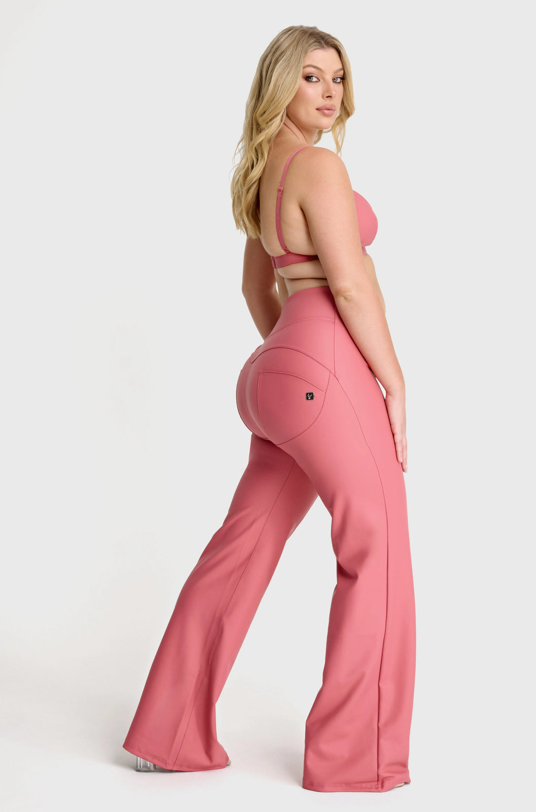 WRUP Faux Leather - Super High Waisted - Super Flare - Rosey Pink