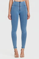 WRUP Denim - High Waisted - Full Length - Light Blue + Blue Stitching