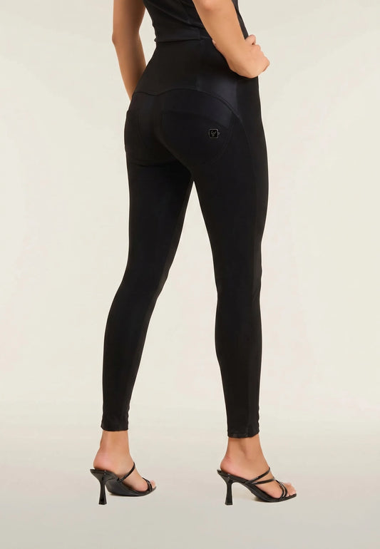 WRUP Velvet Leather with Buckle - High Waisted - Full Length - Black