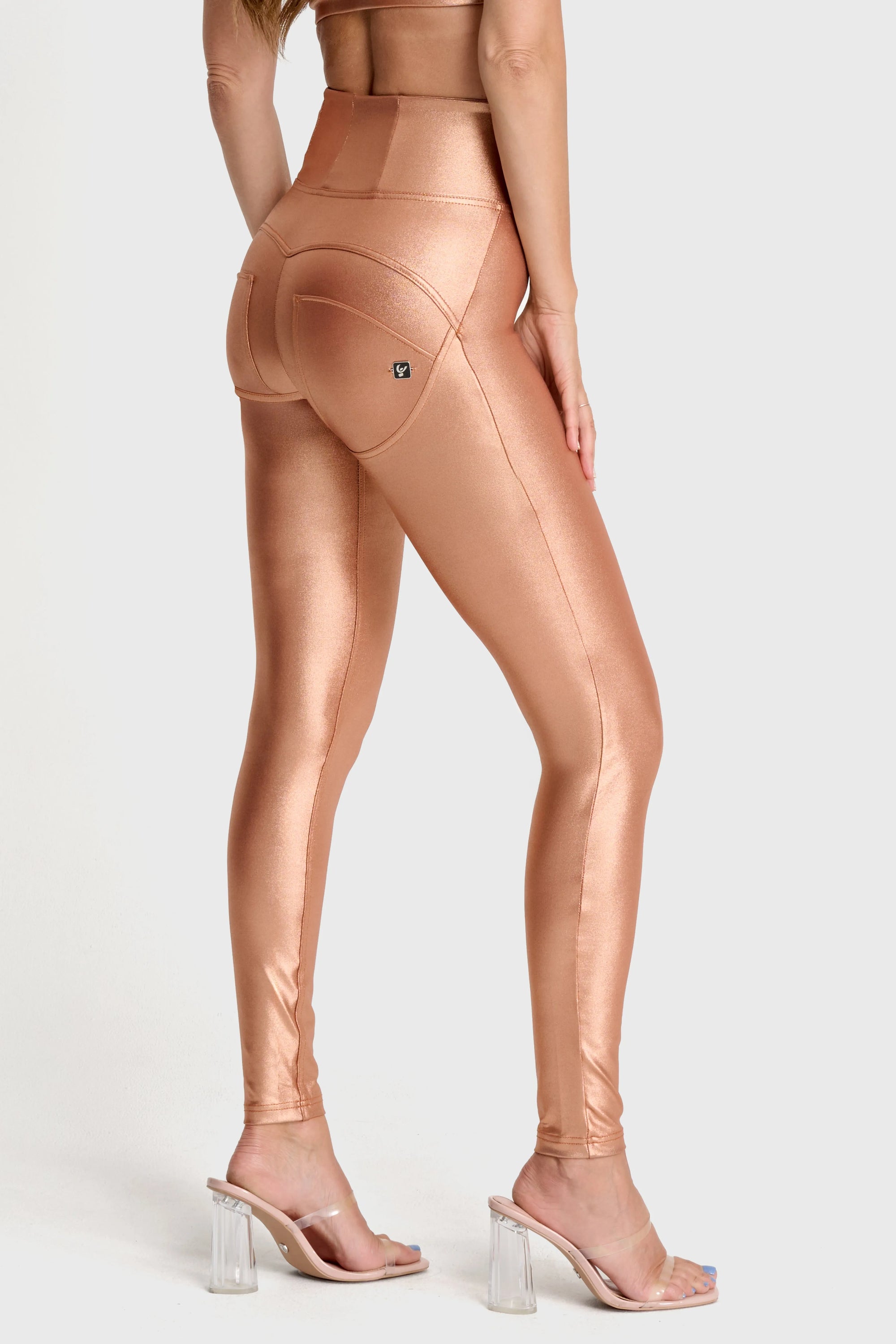 WRUP Disco Pants - Super High Waisted - Full Length - Rose Gold 2