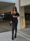 WRUP Luxe Shimmer Pants - Super High Waisted - Full Length - Black