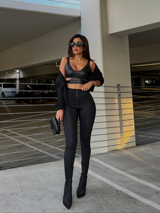 WRUP Luxe Shimmer Pants - Super High Waisted - Full Length - Black