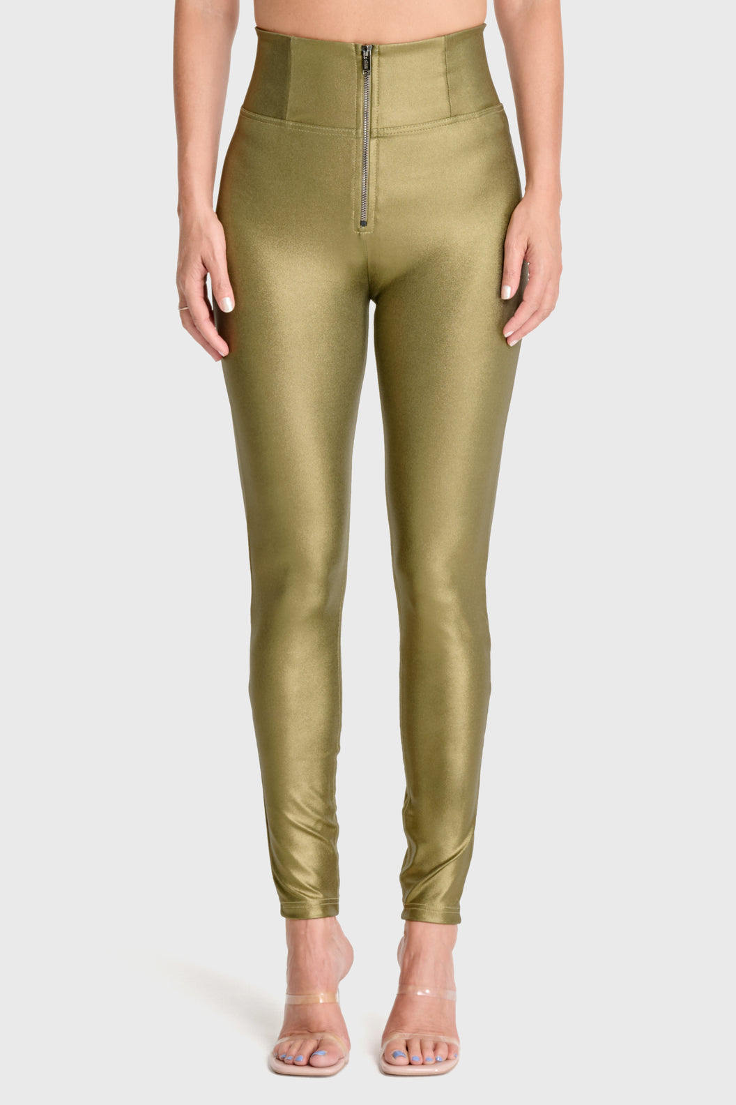 WRUP Disco Pants - Super High Waisted - Full Length - Olive Green