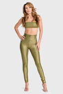 WRUP Disco Pants - Super High Waisted - Full Length - Olive Green