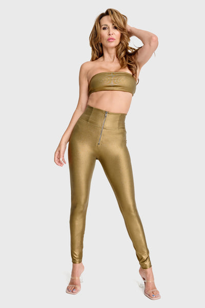 WRUP Disco Pants - Super High Waisted - Full Length - Olive Green
