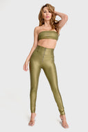 WRUP Disco Pants - Super High Waisted - Full Length - Olive Green