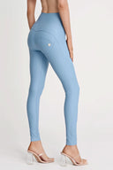 WRUP Faux Leather with Button Detail - Super High Waisted - Full Length - Baby Blue