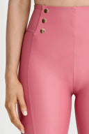 WRUP Faux Leather with Button Detail - Super High Waisted - Full Length - Rosey Pink