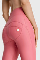 WRUP Faux Leather with Button Detail - Super High Waisted - Full Length - Rosey Pink