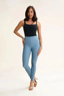 WRUP Faux Leather with Button Detail - Super High Waisted - Full Length - Baby Blue