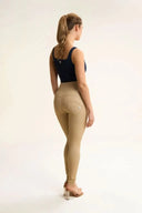 WRUP Faux Leather with Button Detail - Super High Waisted - Full Length - Sand