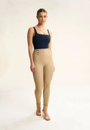 WRUP Faux Leather with Button Detail - Super High Waisted - Full Length - Sand