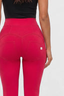 WRUP 3 Button Fashion - Super High Waisted - Full Length - Rose Red