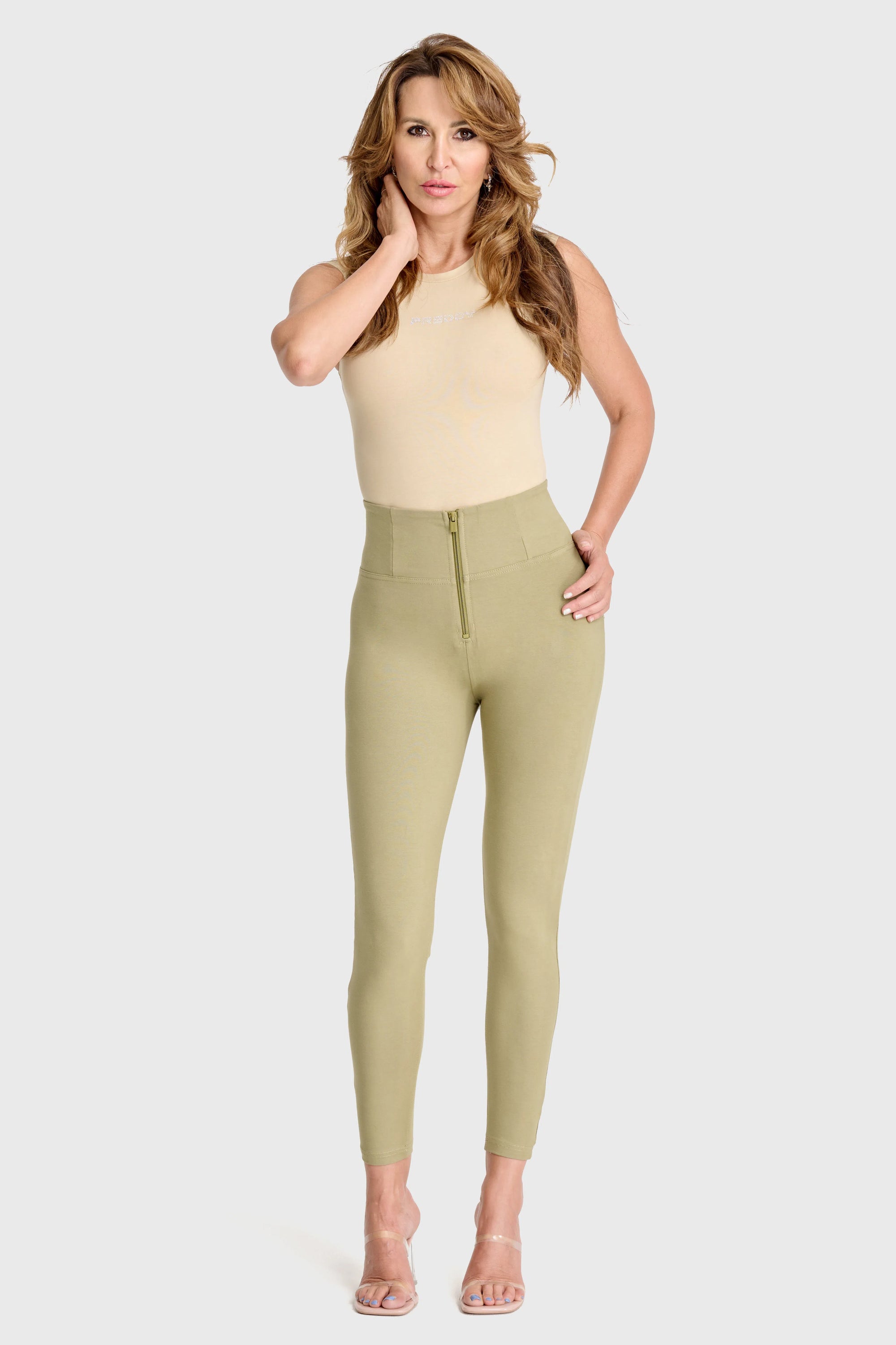 WRUP Fashion - High Waisted - 7/8 Length - Sage Green 2