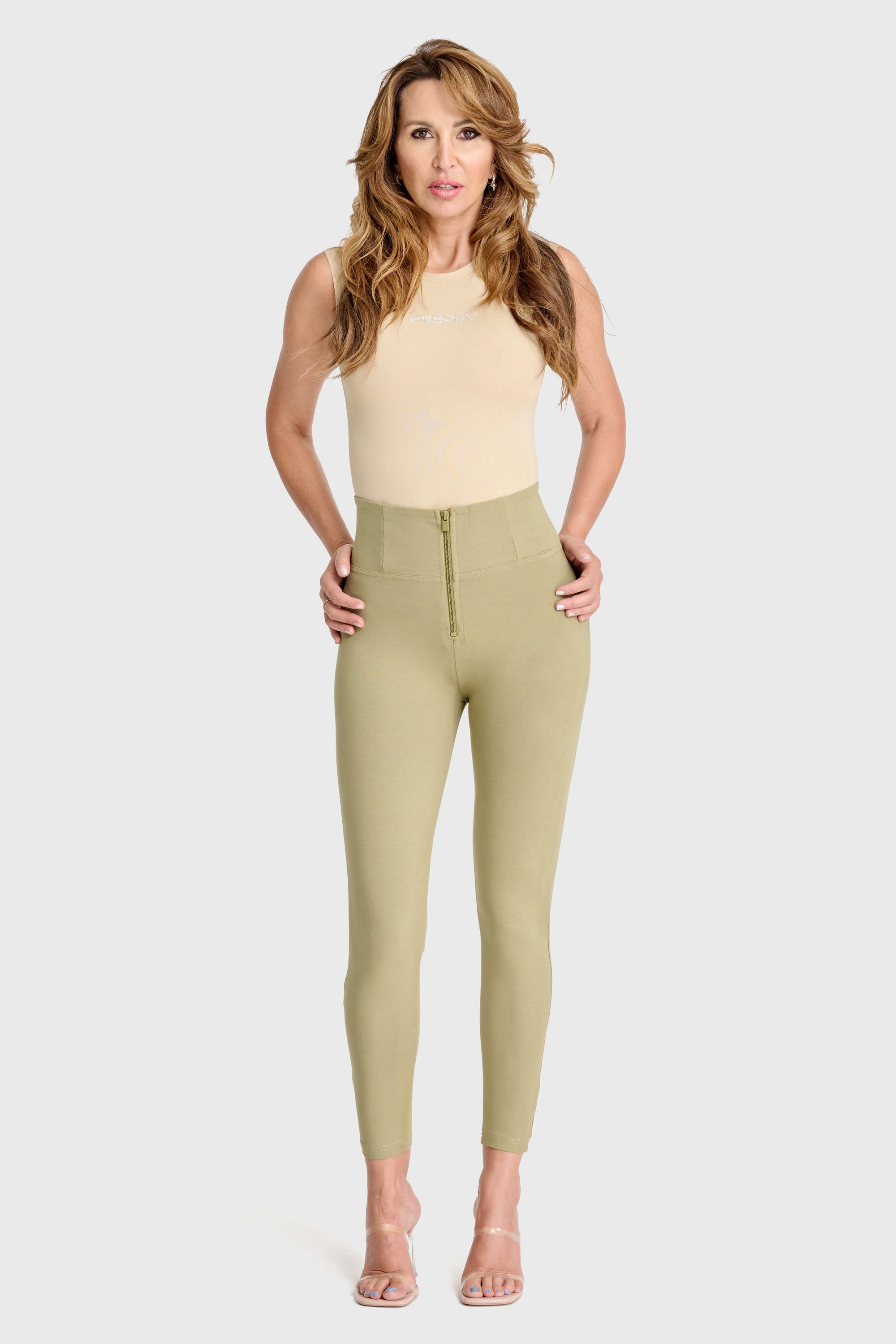 WRUP Fashion - High Waisted - 7/8 Length - Sage Green 1