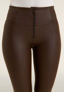 WRUP Faux Leather - High Waisted - 7/8 Length - Chocolate