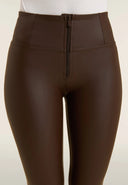 WRUP Faux Leather - High Waisted - 7/8 Length - Chocolate