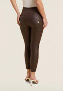 WRUP Faux Leather - High Waisted - 7/8 Length - Chocolate