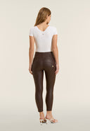 WRUP Faux Leather - High Waisted - 7/8 Length - Chocolate