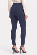 WRUP Military Button Detail Fashion - High Waisted - 7/8 Length - Deep Blue