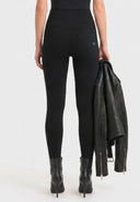 WRUP Military Button Detail Fashion - High Waisted - 7/8 Length - Black