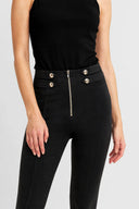 WRUP Military Button Detail Fashion - High Waisted - 7/8 Length - Black