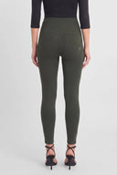 WRUP Military Button Detail Fashion - High Waisted - 7/8 Length - Army Green